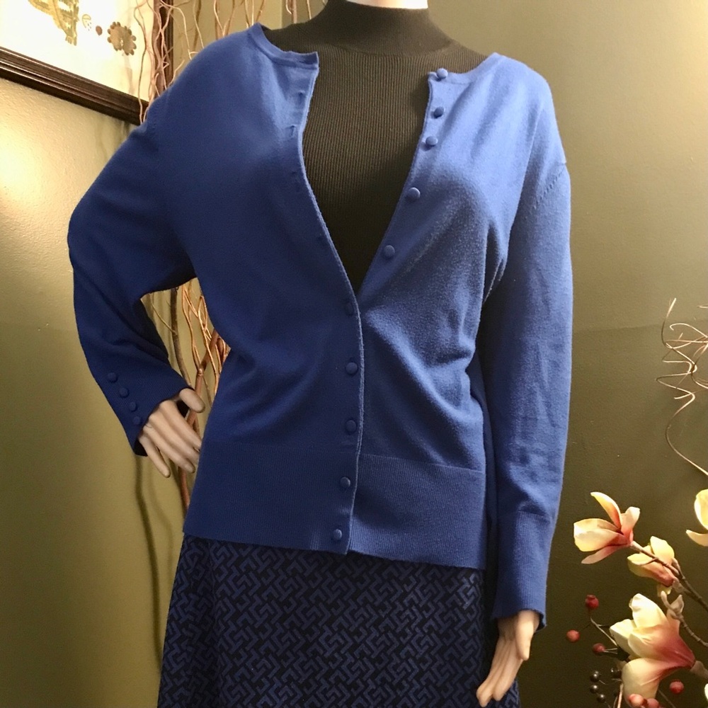 GRACE ELEMENTS 1-Piece Royal Blue Button Front & Cuff Cardigan Sz. XL~VGUC!